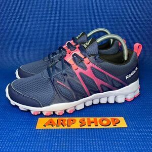REEBOK REAL FLEX Women`s Size 8.5 Blue Pink Athletic Running Shoes AR3055